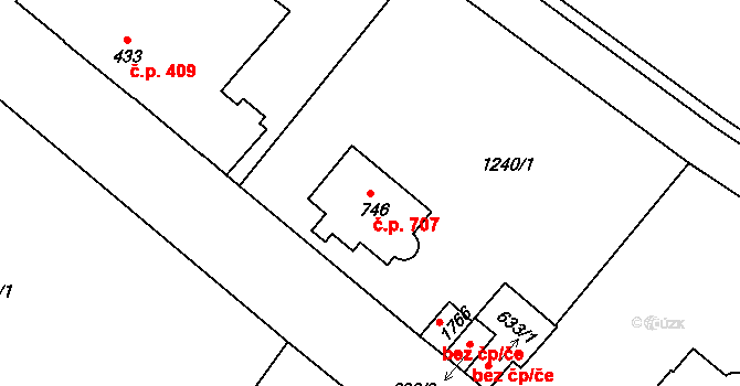 Brandýs nad Labem 707, Brandýs nad Labem-Stará Boleslav na parcele st. 746 v KÚ Brandýs nad Labem, Katastrální mapa