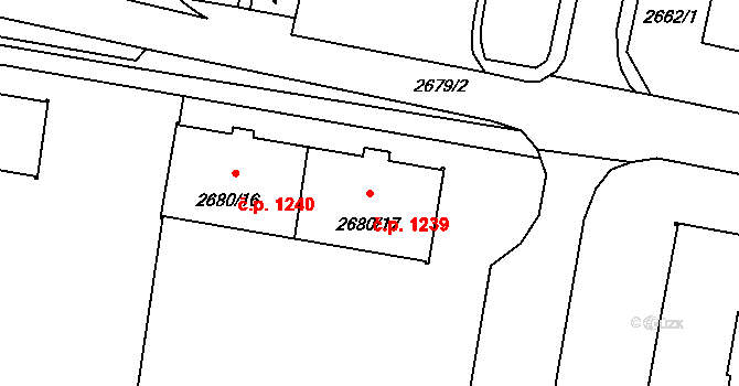 Předměstí 1239, Moravská Třebová na parcele st. 2680/17 v KÚ Moravská Třebová, Katastrální mapa