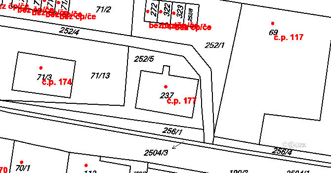 Pavlíkov 177 na parcele st. 237 v KÚ Pavlíkov, Katastrální mapa