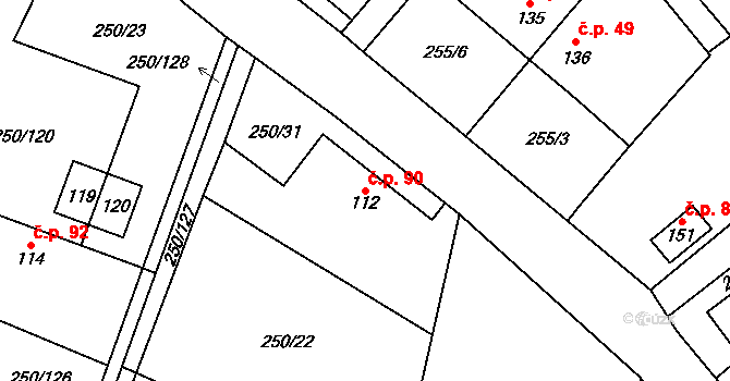 Třebovětice 90, Cerekvice nad Bystřicí na parcele st. 112 v KÚ Třebovětice, Katastrální mapa