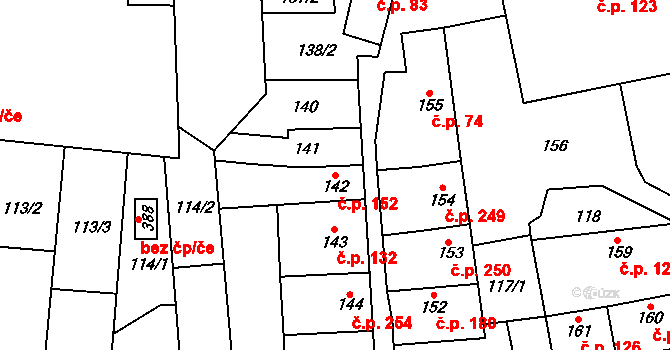 Libochovice 152 na parcele st. 142 v KÚ Libochovice, Katastrální mapa