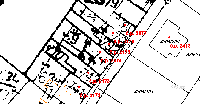 Podlusky 2174, Roudnice nad Labem na parcele st. 743 v KÚ Podlusky, Katastrální mapa