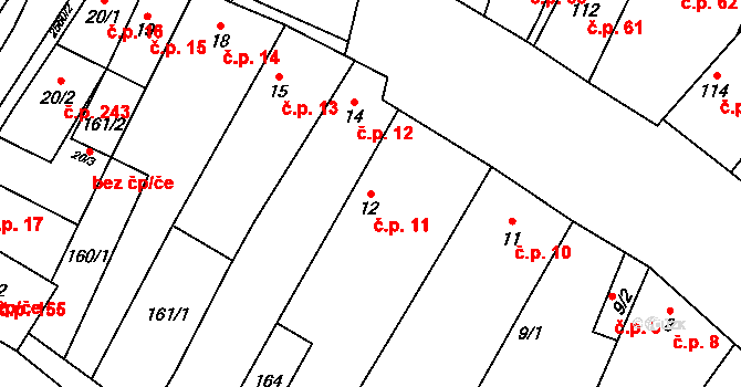 Třebenice 11 na parcele st. 12 v KÚ Třebenice, Katastrální mapa
