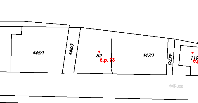 Osek 73 na parcele st. 82 v KÚ Osek u Sobotky, Katastrální mapa
