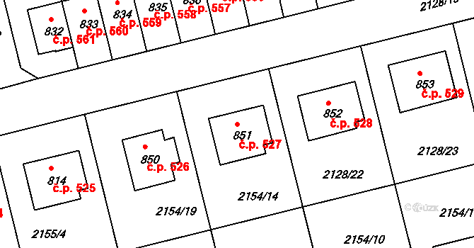Zliv 527 na parcele st. 851 v KÚ Zliv u Českých Budějovic, Katastrální mapa