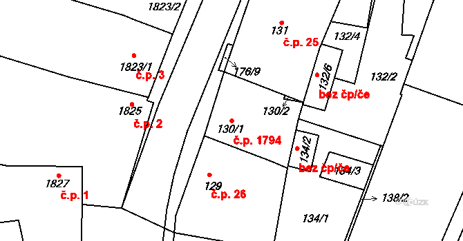 Líšeň 1794, Brno na parcele st. 130/1 v KÚ Líšeň, Katastrální mapa
