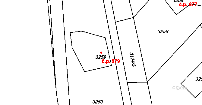 Jablunkov 979 na parcele st. 3259 v KÚ Jablunkov, Katastrální mapa
