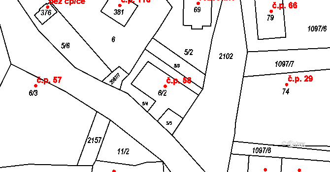Jasenice 58, Lešná na parcele st. 6/2 v KÚ Jasenice u Valašského Meziříčí, Katastrální mapa