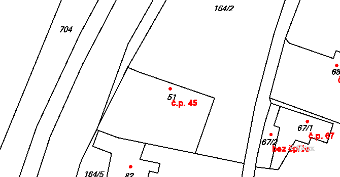 Třebsko 45 na parcele st. 51 v KÚ Třebsko, Katastrální mapa
