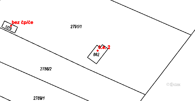 Rtyně v Podkrkonoší 2 na parcele st. 862 v KÚ Rtyně v Podkrkonoší, Katastrální mapa