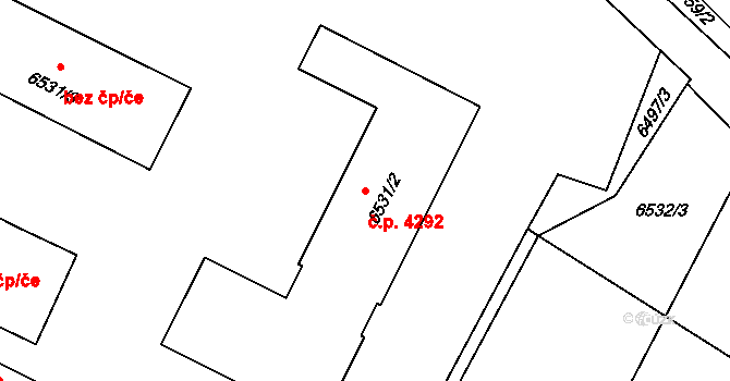 Prostějov 4292 na parcele st. 6531/2 v KÚ Prostějov, Katastrální mapa