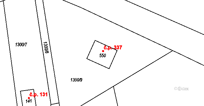 Prostřední Lánov 337, Lánov na parcele st. 550 v KÚ Prostřední Lánov, Katastrální mapa