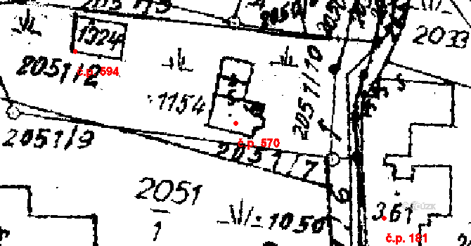 Červená Voda 570 na parcele st. 1154 v KÚ Červená Voda, Katastrální mapa