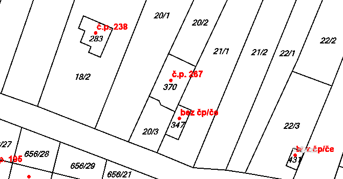 Bohutice 267 na parcele st. 370 v KÚ Bohutice, Katastrální mapa