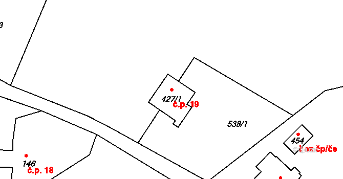 Jistebsko 19, Pěnčín na parcele st. 427/1 v KÚ Jistebsko, Katastrální mapa