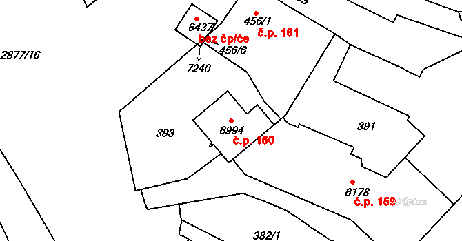 Chrudim II 160, Chrudim na parcele st. 6994 v KÚ Chrudim, Katastrální mapa
