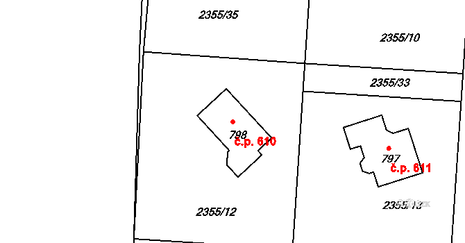 Černilov 610 na parcele st. 798 v KÚ Černilov, Katastrální mapa