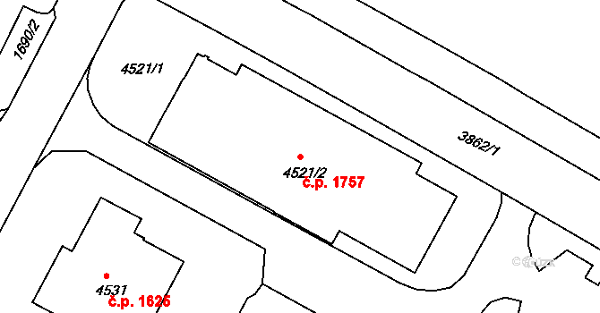 Bruntál 1757 na parcele st. 4521/2 v KÚ Bruntál-město, Katastrální mapa