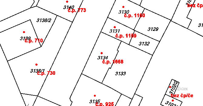 Předměstí 1668, Litoměřice na parcele st. 3134 v KÚ Litoměřice, Katastrální mapa