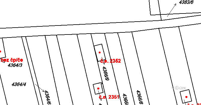 Louny 2352 na parcele st. 4366/9 v KÚ Louny, Katastrální mapa