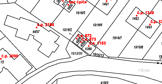Náchod 873 na parcele st. 4006 v KÚ Náchod, Katastrální mapa