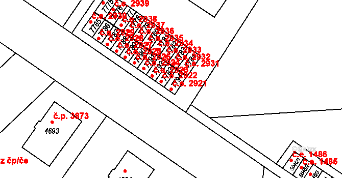 Zlín 2921 na parcele st. 7794 v KÚ Zlín, Katastrální mapa