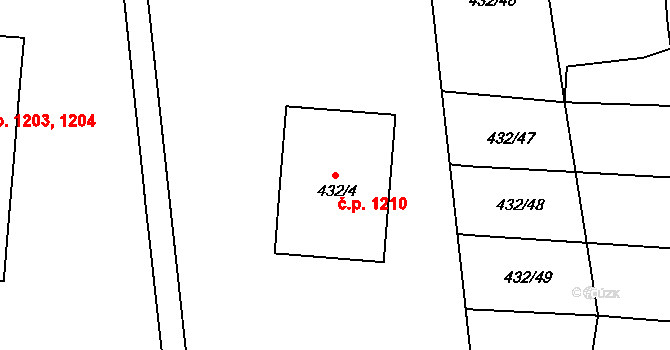 Brumov 1210, Brumov-Bylnice na parcele st. 432/4 v KÚ Brumov, Katastrální mapa