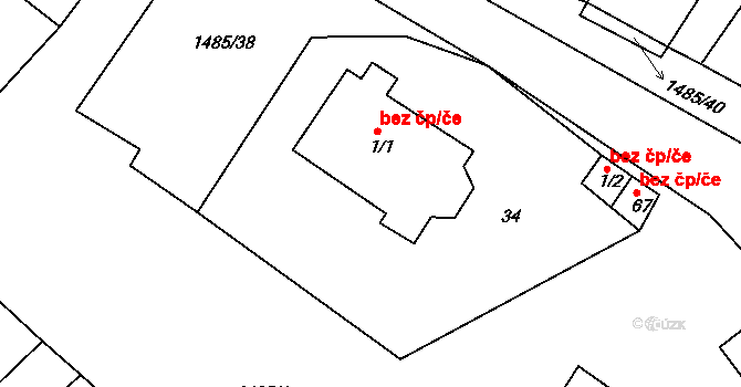 Čachotín 38681625 na parcele st. 1/1 v KÚ Čachotín, Katastrální mapa