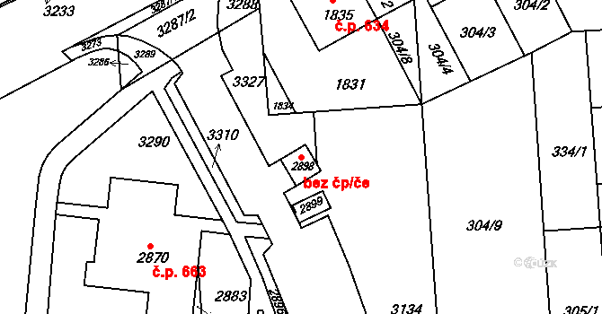 Brno 39479625 na parcele st. 2898 v KÚ Bohunice, Katastrální mapa
