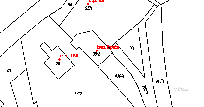 Fryšava pod Žákovou horou 40954625 na parcele st. 95/2 v KÚ Fryšava pod Žákovou horou, Katastrální mapa