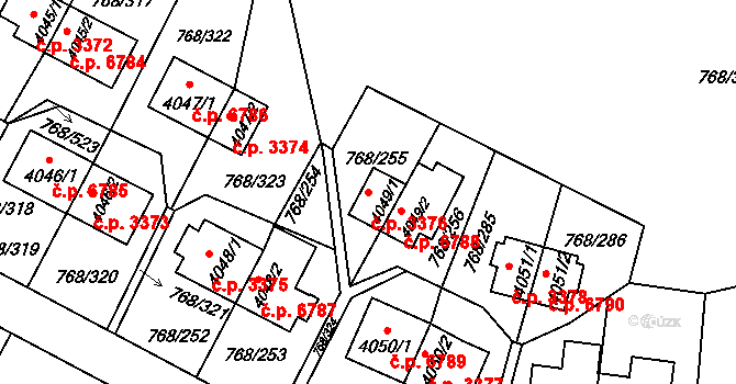 Zlín 3376 na parcele st. 4049/1 v KÚ Zlín, Katastrální mapa