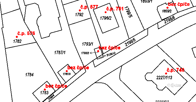 Brno 42429625 na parcele st. 1793/2 v KÚ Bosonohy, Katastrální mapa