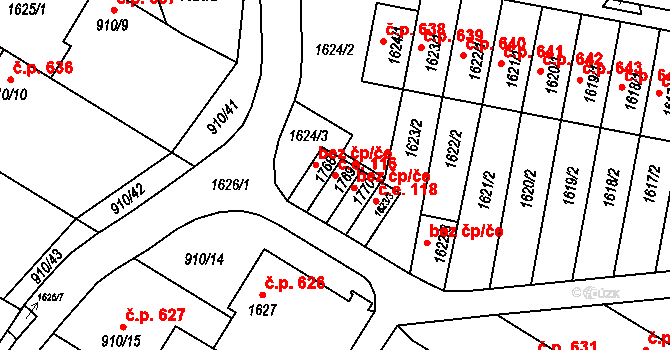 Brno 45583625 na parcele st. 1769 v KÚ Lesná, Katastrální mapa
