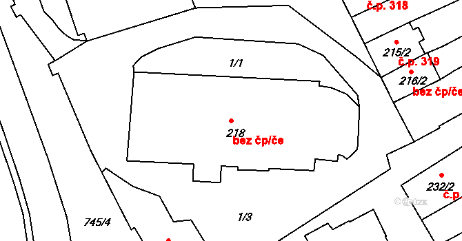 Broumov 46370625 na parcele st. 218 v KÚ Broumov, Katastrální mapa