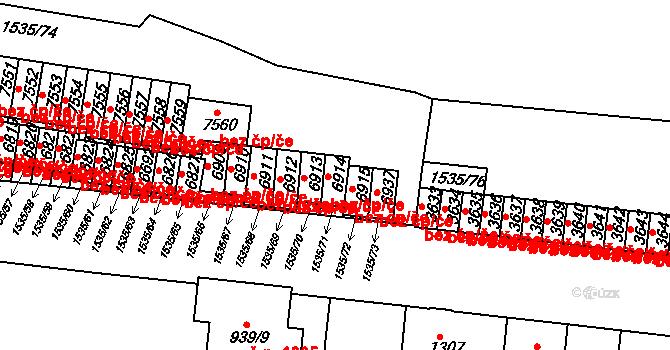 Třebíč 48939625 na parcele st. 6914 v KÚ Třebíč, Katastrální mapa