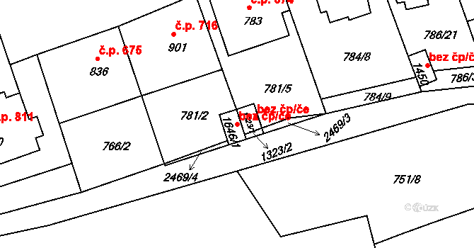Luhačovice 49153625 na parcele st. 1646/1 v KÚ Luhačovice, Katastrální mapa