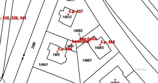 Praha 50448625 na parcele st. 1498/2 v KÚ Vysočany, Katastrální mapa