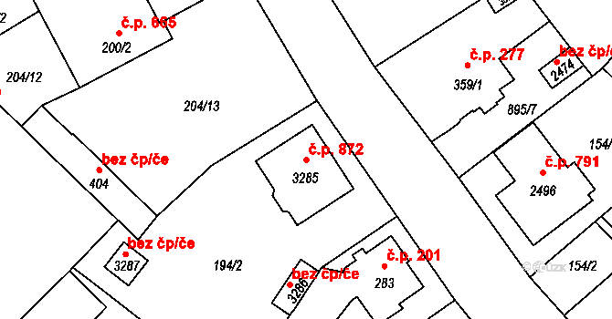 Úšovice 872, Mariánské Lázně na parcele st. 3285 v KÚ Úšovice, Katastrální mapa