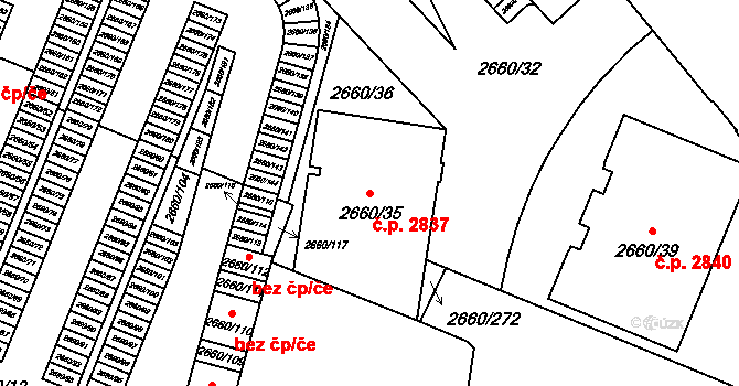 České Budějovice 3 2837, České Budějovice na parcele st. 2660/35 v KÚ České Budějovice 3, Katastrální mapa