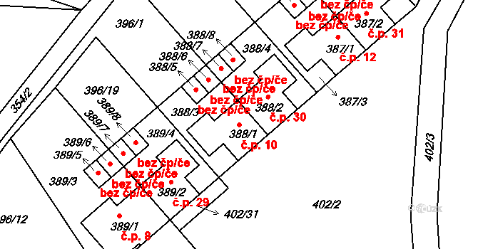 Slupečná 10, Lipno nad Vltavou na parcele st. 388/1 v KÚ Lipno nad Vltavou, Katastrální mapa