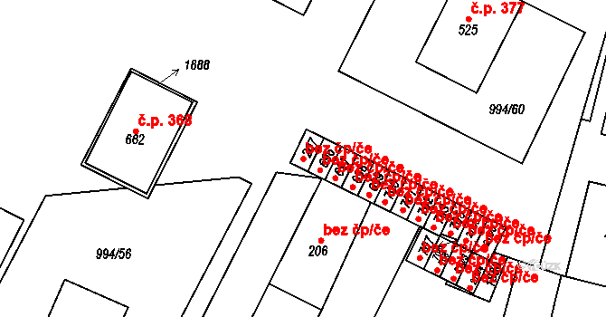Jevišovice 90428625 na parcele st. 207 v KÚ Jevišovice, Katastrální mapa