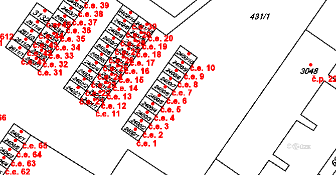 Žatec 6 na parcele st. 2400/6 v KÚ Žatec, Katastrální mapa