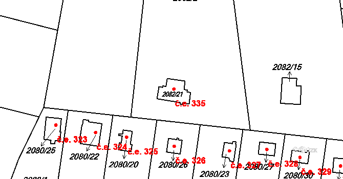 Chotěboř 335 na parcele st. 2082/21 v KÚ Chotěboř, Katastrální mapa