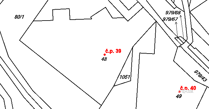 Dlouhá Ves 39, Rychnov nad Kněžnou na parcele st. 48 v KÚ Dlouhá Ves u Rychnova nad Kněžnou, Katastrální mapa