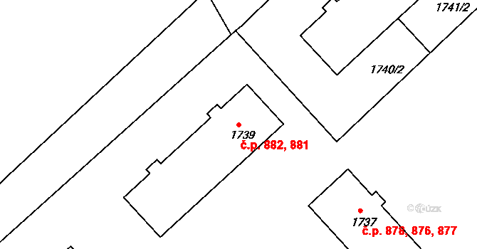 Týniště nad Orlicí 881,882 na parcele st. 1739 v KÚ Týniště nad Orlicí, Katastrální mapa