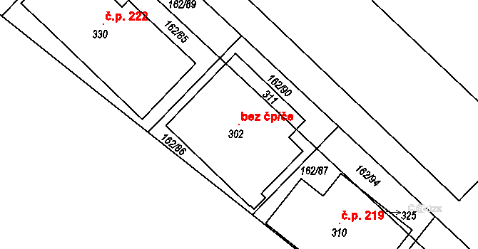 Havlíčkův Brod 101075626 na parcele st. 302 v KÚ Poděbaby, Katastrální mapa