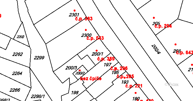 Velké Pavlovice 359 na parcele st. 200/1 v KÚ Velké Pavlovice, Katastrální mapa