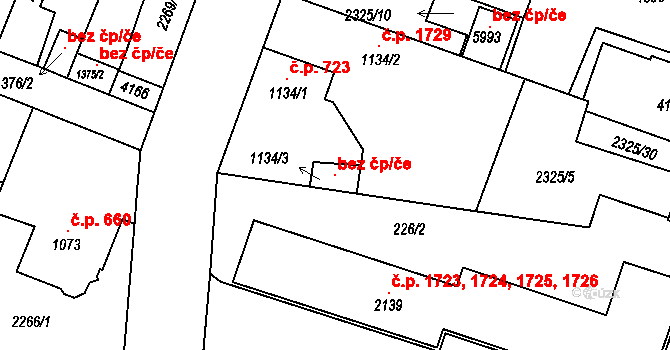 Rakovník 105739626 na parcele st. 1134/3 v KÚ Rakovník, Katastrální mapa