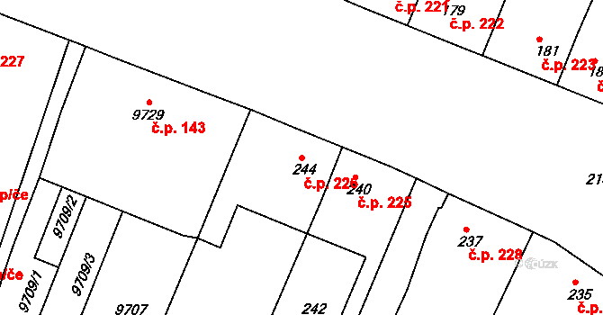 Oleksovice 226 na parcele st. 244/1 v KÚ Oleksovice, Katastrální mapa