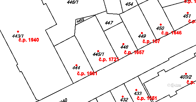 Přerov I-Město 1721, Přerov na parcele st. 445/1 v KÚ Přerov, Katastrální mapa